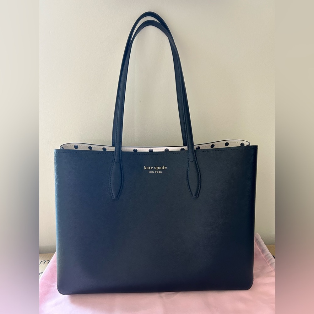 Kate spade black dot pop printed large tote